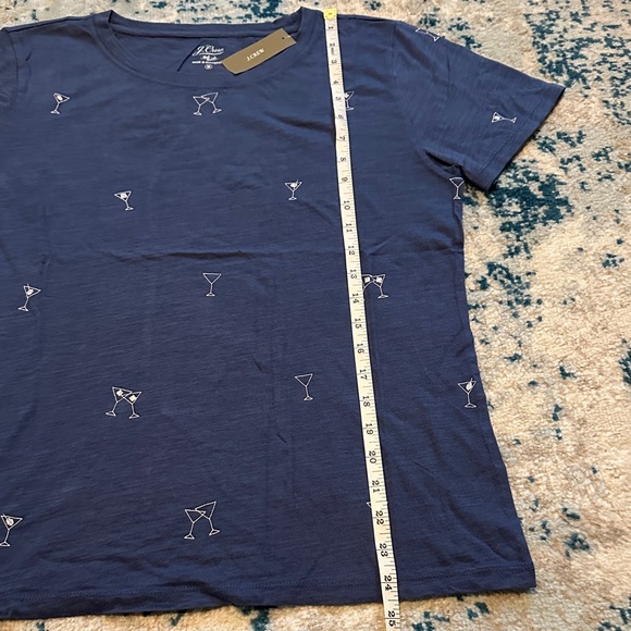 J. Crew Blue Tee with Cocktail Glass Print NWT martini glass cotton - Picture 5 of 6